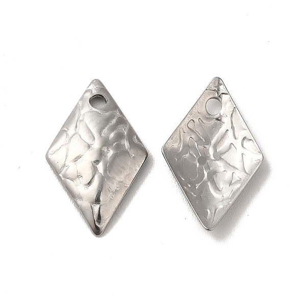 

PandaHall 304 Stainless Steel Pendant, Textured Rhombus Charm, Stainless Steel Color, 16x9.5x2mm, Hole: 1.2mm 304 Stainless Steel Rhombus