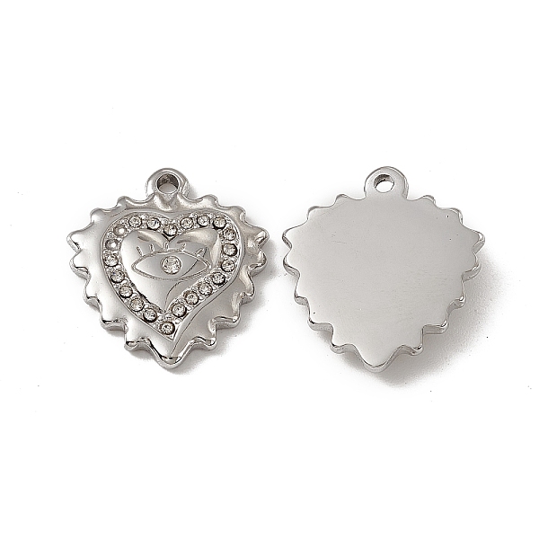 

PandaHall 201 Stainless Steel Pendants, Crystal Rhinestone Heart Charms, Stainless Steel Color, 19.5x18x3mm, Hole: 1.6mm Stainless..., Clear