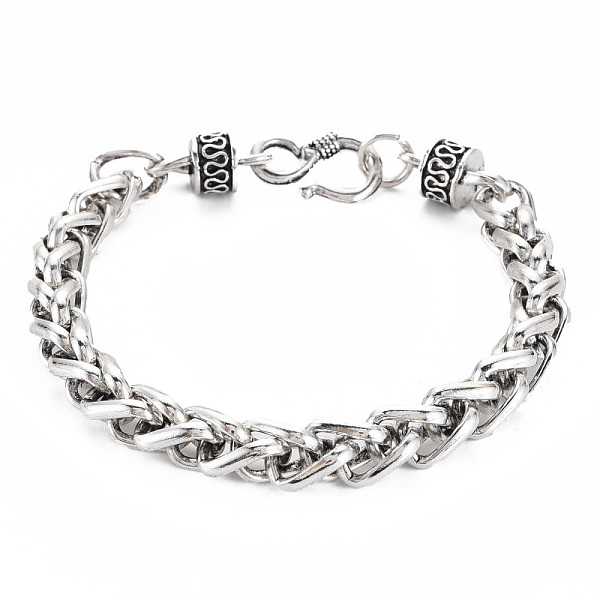 

PandaHall Alloy Wheat Chain Bracelet with Column for Men Women, Antique Silver, Inner Diameter: 2-1/4 inch(5.8cm) Alloy