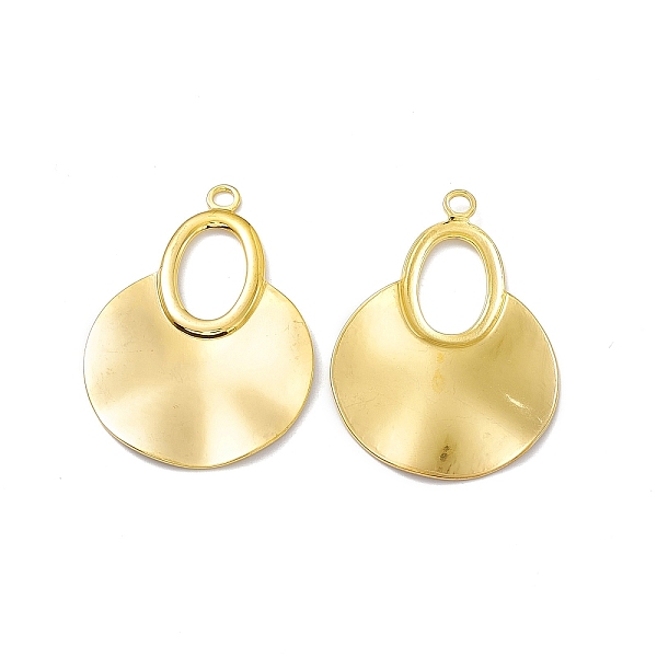 

PandaHall Ion Plating(IP) 304 Stainless Steel Big Pendants, Flat Round with Oval Charm, Real 18K Gold Plated, 43x30x1.5mm, Hole: 2.7mm 304...