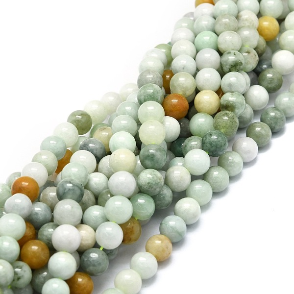 

PandaHall Natural Myanmar Jade Beads Strands, Round, 8mm, Hole: 1mm, about 49pcs/strand, 15.55''(39.5cm) Myanmar Jade Round