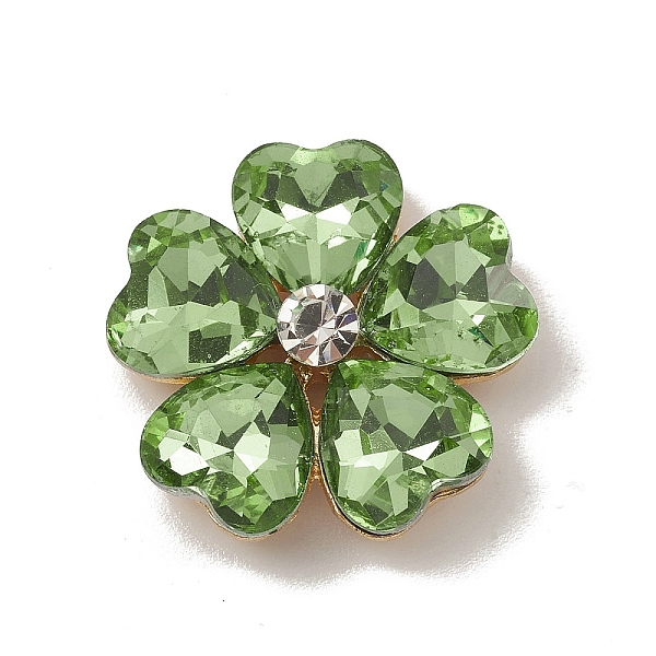 

PandaHall Alloy Cabochons, with Glass Rhinestone, Ligh Gold, Flower, Green, 19x19x5.5mm Alloy Flower Green
