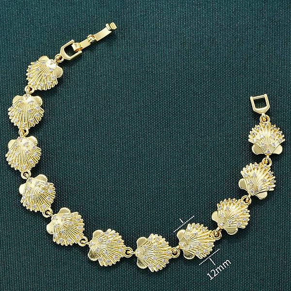 Bracelets de plage d'été en laiton micro pavé en zircone cubique transparente en forme de coquillage