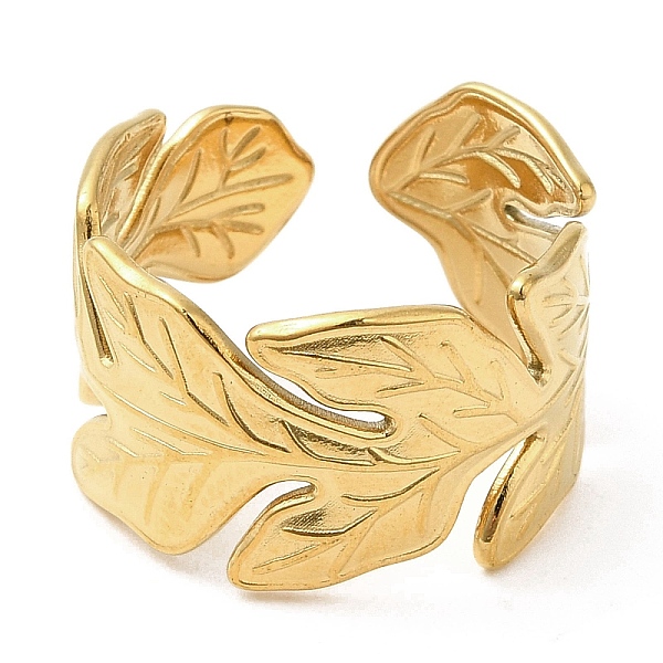 

PandaHall 304 Stainless Steel Open Cuff Rings, Leaf, Golden, US Size 6 3/4(17.1mm) 304 Stainless Steel Leaf