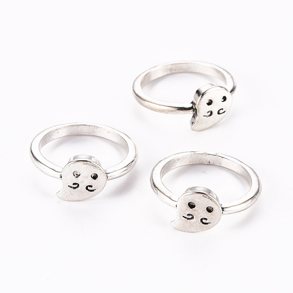 

PandaHall Alloy Finger Rings, Cadmium Free & Lead Free, for Halloween, Ghost, Antique Silver, US Size 7 1/2(17.7mm) Alloy