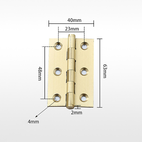 

PandaHall Brass Hinge, Wardrobe Door and Table Accessories, Light Gold, 63x40x1.6mm, Hole: 4mm Brass