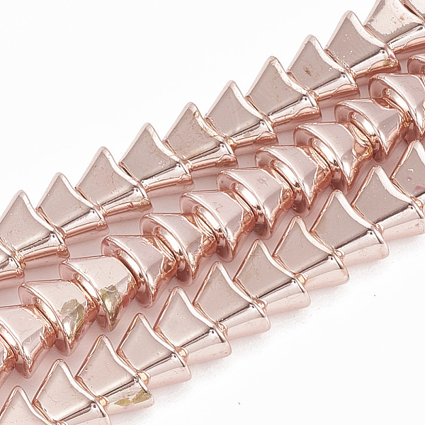 

PandaHall Electroplate Non-magnetic Synthetic Hematite Beads Strands, Vcoin, Rose Gold Plated, 4x8x5mm, Hole: 1mm, about 92pcs/strand, 15.7...