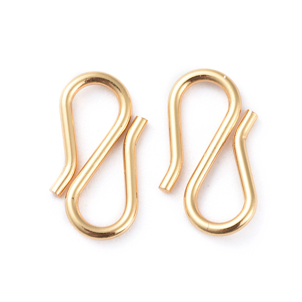 

PandaHall 304 Stainless Steel S Hook Clasps, Golden, 12.5~13x6.5~7x1mm 304 Stainless Steel