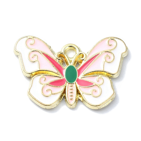 

PandaHall Alloy Enamel Pendants, Golden, Butterfly Charm, Pink, 15x22x1.5mm, Hole: 2.5mm Alloy+Enamel Butterfly Pink