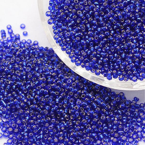 

PandaHall 6/0 Transparent Glass Round Seed Beads, Grade A, Silver Lined, Dark Blue, 3.6~4.0mm, Hole: 1.2mm, about 5000pcs/pound Glass Blue