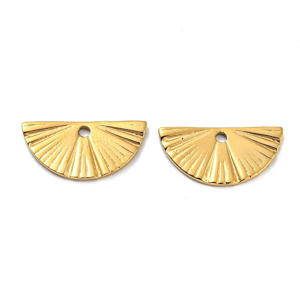 

PandaHall 304 Stainless Steel Pendants, Fan Charm, Real 18K Gold Plated, 7x15x1mm, Hole: 1.2mm 304 Stainless Steel Fan