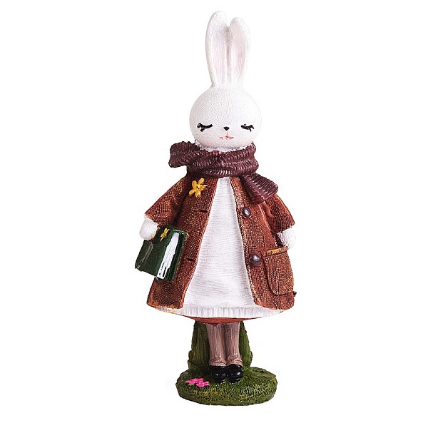 PandaHall Resin Standing Rabbit Statue Bunny Sculpture Tabletop Rabbit Figurine for Lawn Garden Table Home Decoration ( Brown ), Brown...