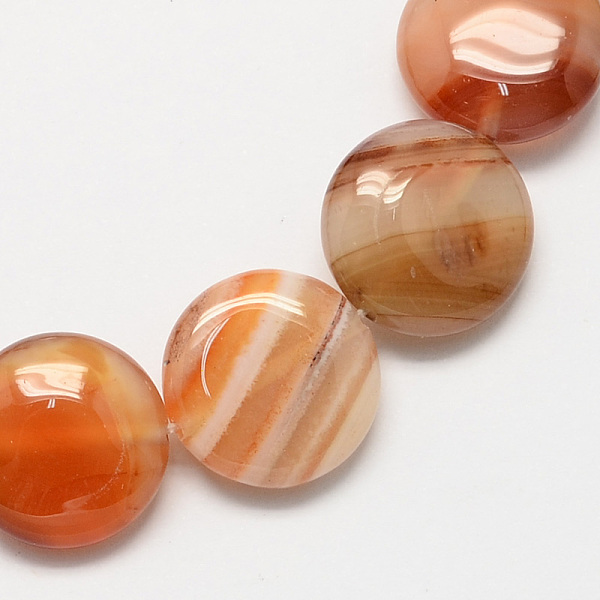 Perles De Pierre Gemme Rond Et Plat Agate Rouge Naturel De Pierre Brins