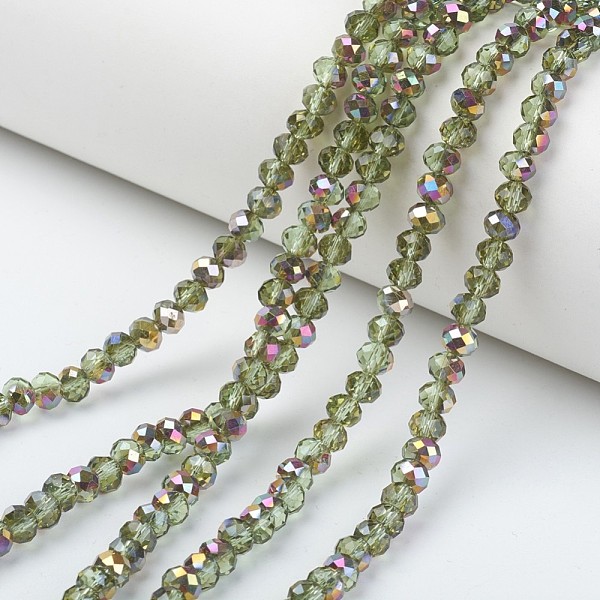 

PandaHall Electroplate Transparent Glass Beads Strands, Half Rose Gold Plated, Faceted, Rondelle, Yellow Green, 6x5mm, Hole: 1mm, about...