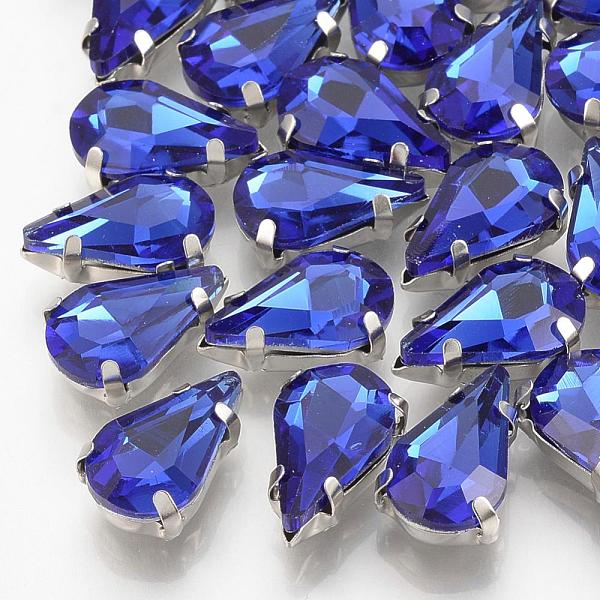 

PandaHall Sew on Rhinestone, Multi-strand Links, Glass Rhinestone, with Brass Prong Settings, Garments Accessories, Faceted, teardrop..., Blue