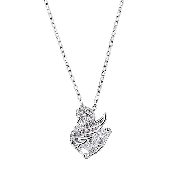 

PandaHall Clear Cubic Zirconia Swan Pendant Necklace, 925 Sterling Silver Jewelry for Women, Platinum, 15.35 inch(39cm) Cubic Zirconia