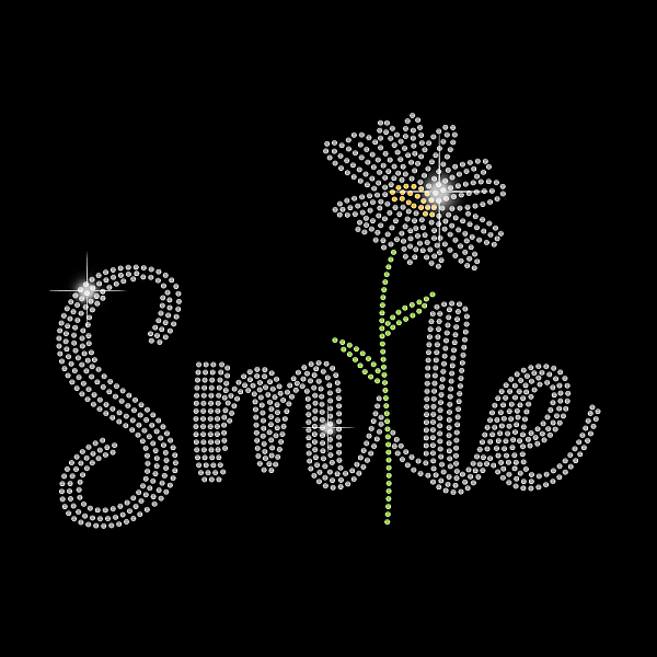 

PandaHall SUPERDANT Smile Rhinestone Letters Iron Hotfix Transfer Daisy Crystal Appliques Clothing Sticker Decorative Crystal Rhinestone..., Clear