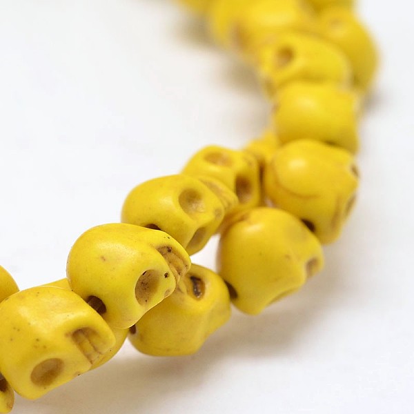 

PandaHall Dyed Synthetic Turquoise Bead Strands, Skull, Yellow, 10x8x10mm, Hole: 1mm, about 38~40pcs/strand, 15~15.5 inch Synthetic...