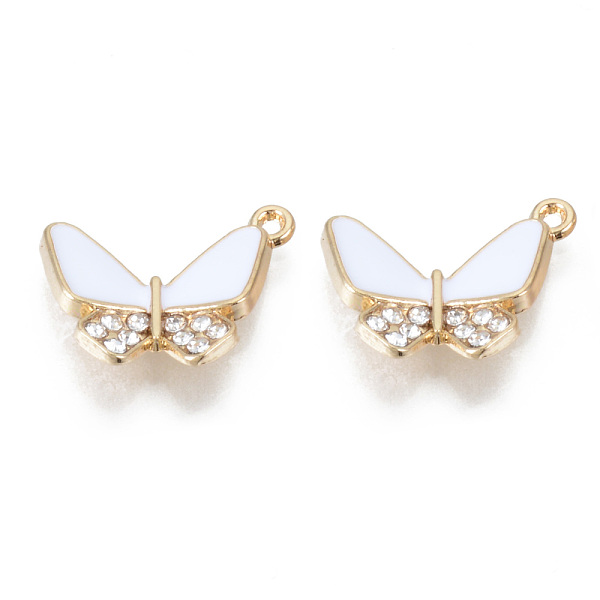 

PandaHall Alloy Enamel Rhinestones Pendants, Cadmium Free & Lead Free, Butterfly Shape, Light Gold, White, 18.5x15.5x3.5mm, Hole: 1.2mm...