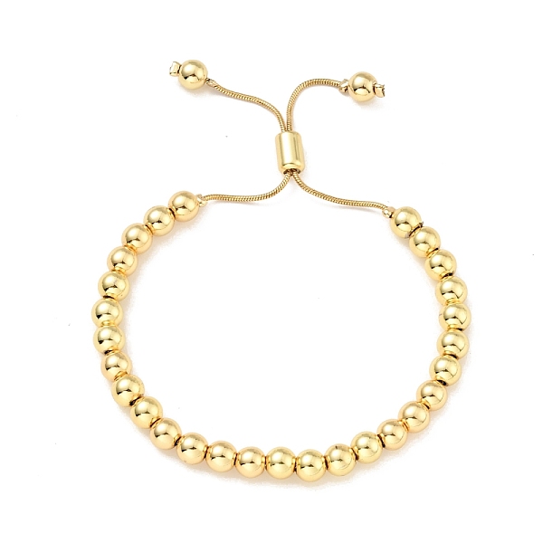 

PandaHall Rack Plating Brass Round Beaded Slider Bracelet for Women, Lead Free & Cadmium Free, Real 18K Gold Plated, Beads: 6mm, Inner...