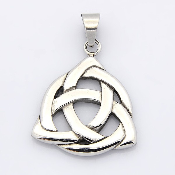 

PandaHall Retro 304 Stainless Steel Pendants, Trinity Knot, Antique Silver, 37x30x4mm, Hole: 7.5x10mm 304 Stainless Steel Others