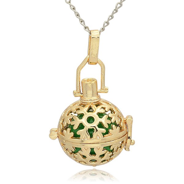 

PandaHall Golden Tone Brass Hollow Round Cage Pendants, with No Hole Spray Painted Brass Ball Beads, Lime Green, 35x25x21mm, Hole: 3x8mm...