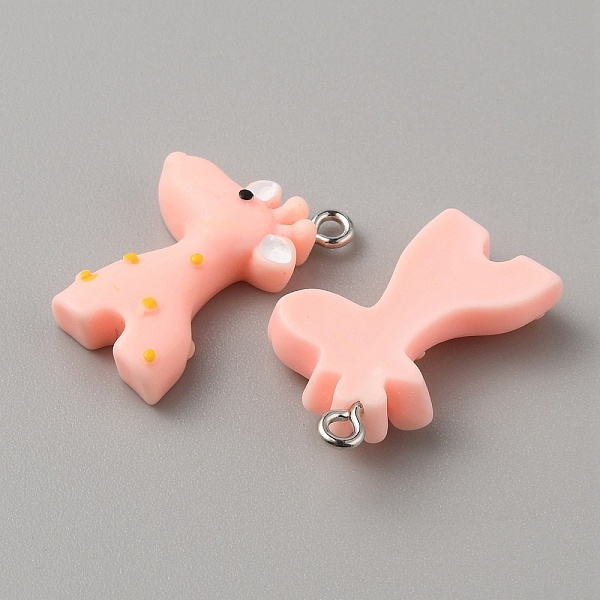 

PandaHall 6Pcs Opaque Resin Pendants, Giraffe Charms, with Platinum Tone Iron Loops, Pink, 25x16.5x6mm, Hole: 2mm Iron+Resin Other Animal...