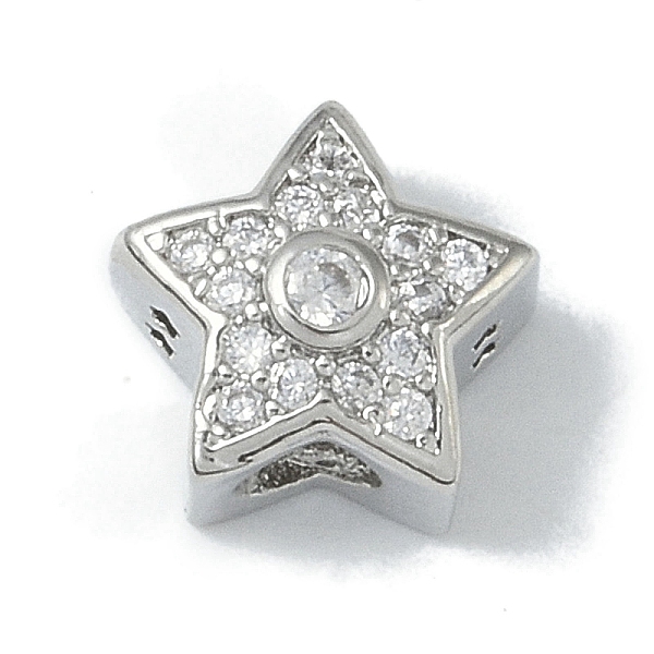 

PandaHall Rack Plating Brass Micro Pave Clear Cubic Zirconia Beads, Long-Lasting Plated, Lead Free & Cadmium Free, Star, Platinum...