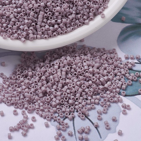

PandaHall MIYUKI Delica Beads Small, Cylinder, Japanese Seed Beads, 15/0, (DBS0875) Matte Opaque Mauve AB, 1.1x1.3mm, Hole: 0.7mm, about..., Purple
