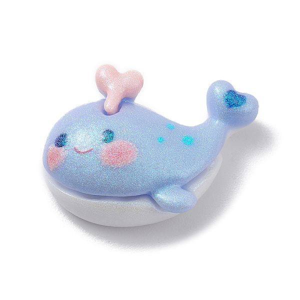 

PandaHall Ocean Theme Opaque Resin Sea Animal Cabochons, Glitter Cabochons, Whale, 17x25x9mm Resin Whale Blue