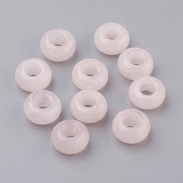 

PandaHall Natural Rose Quartz European Beads, Large Hole Beads, Rondelle, 14x7~8mm, Hole: 6mm Rose Quartz Rondelle