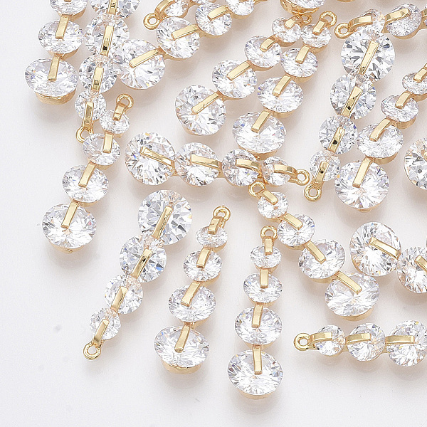 

PandaHall Brass Cubic Zirconia Pendants, Nickel Free, Clear, Real 18K Gold Plated, 24x7x4.5mm, Hole: 0.9mm Brass+Cubic Zirconia Others Clear