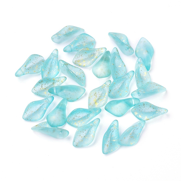

PandaHall Frosted Glass Pendants, with Glitter Powder, Petal, Sky Blue, 17.5x8.5x4.5mm, Hole: 1mm Glass Flower Blue