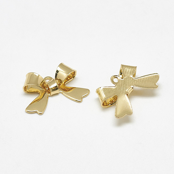 

PandaHall Brass Pendants, Bowknot, Real 18K Gold Plated, 10.5x16x4mm, Hole: 1mm Brass Bowknot