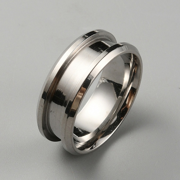 

PandaHall 304 Stainless Steel Grooved Finger Ring Settings, Ring Core Blank, for Inlay Ring Jewelry Making, Stainless Steel Color, US Size 8...