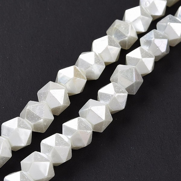 

PandaHall Glass Pearl Beads Strands, Faceted, Polygon, White, 7.5x7.5mm, Hole: 1mm, about 49pcs/strand, 14.09 inch(35.8cm) Glass Polygon...