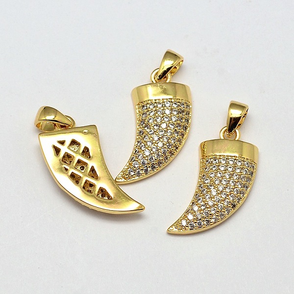 

PandaHall Knife Brass Micro Pave AAA Cubic Zirconia Pendants, Cadmium Free & Nickel Free & Lead Free, Real 18K Gold Plated, 17x9x3mm, Hole..., Clear