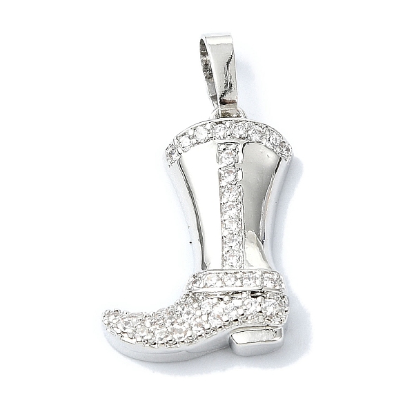 

PandaHall Rack Plating Brass Pave Cubic Zirconia Pendants, Boot, Long-Lasting Plated, Lead Free & Cadmium Free, Platinum, 20x13x3.8mm, Hole..., Clear