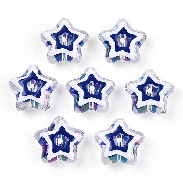 

PandaHall UV Plating Rainbow Iridescent Acrylic Beads, with Enamel, Star, White, 19x20x9mm, Hole: 2mm Acrylic Star White