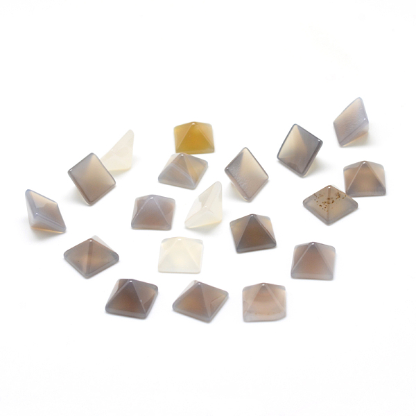 

PandaHall Natural Grey Agate Gemstone Cabochons, Pyramid, 14x14x10mm Natural Agate Pyramid