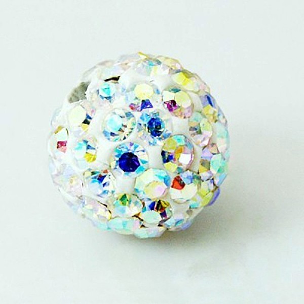 

PandaHall Pave Disco Ball Beads, Polymer Clay Rhinestone Beads, Grade A, Round, Crystal AB, PP12(1.8~1.9mm), 8mm, Hole: 1mm Polymer..., Clear