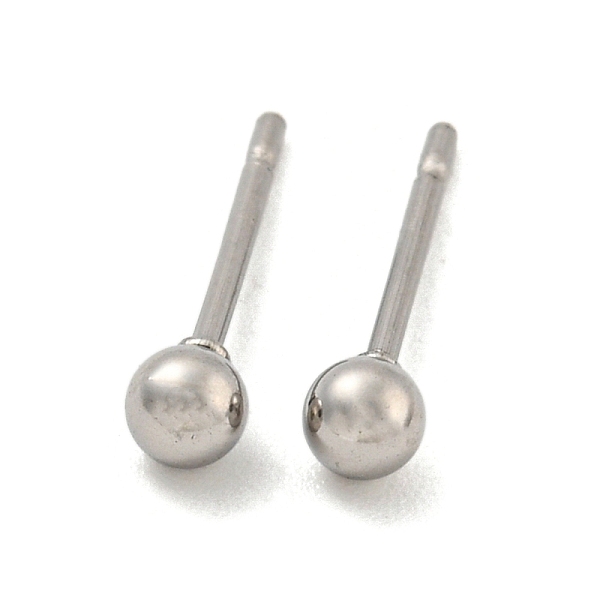 

PandaHall 304 Stainless Steel with 201 Stainless Steel Smooth Round Ball Stud Earring Findings, Stainless Steel Color, 13x3x3mm Stainless...