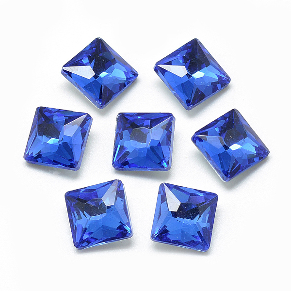

PandaHall Pointed Back Glass Rhinestone Cabochons, Back Plated, Faceted, Square, Cornflower Blue, 10x10x5mm Glass Rhinestone Square Blue