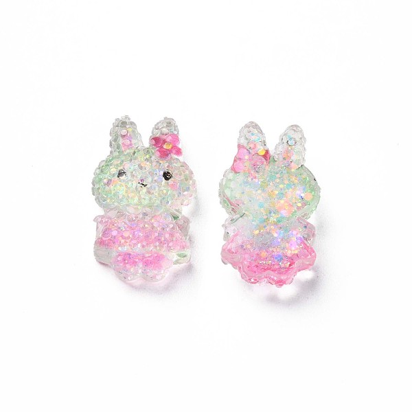 

PandaHall Transparent Epoxy Resin Cabochons, with Glitter Powder, Rabbit, Pearl Pink, 23x13.5x6mm Epoxy Resin Rabbit