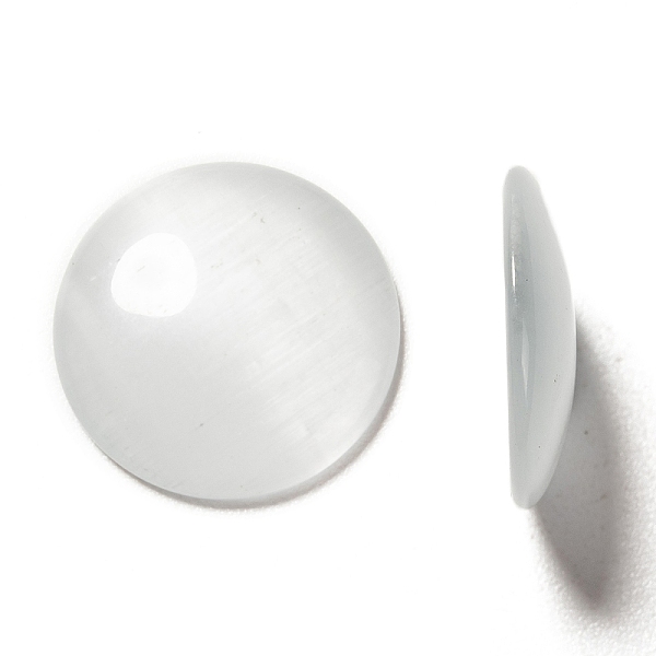 

PandaHall Cat Eye Glass Cabochons, Half Round/Dome, White, about 18mm in diameter, 4.8mm thick Glass Half Round White