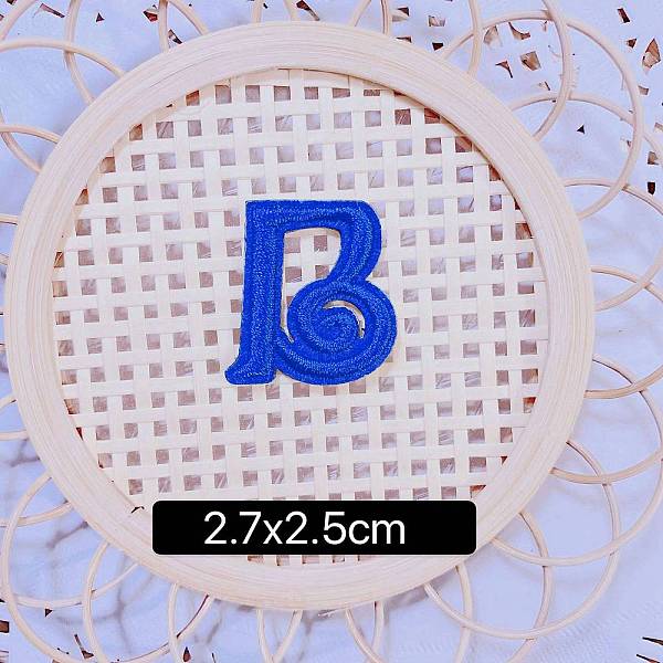PandaHall Computerized Embroidery Cloth Self Adhesive Patches, Stick on Patch, Costume Accessories, Letter, Blue, B:27x25mm Cloth Letter...