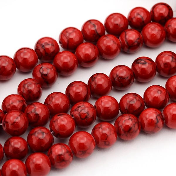 

PandaHall Natural White Jade Dyed Beads, Red, Round, about 8mm in diameter, hole: 1mm, about 50pcs/strand, 16 inch White Jade Round Red