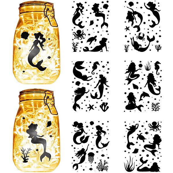 

PandaHall CREATCABIN 12 Sheets 6 Styles Mermaid Mason Jar Decals Ocean Stickers Die Cuts Silhouettes Self-Adhesive PVC Waterproof for Craft...