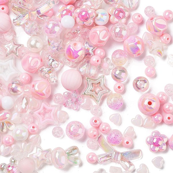 

PandaHall Acrylic Beads, Mixed Shapes, Pink, 7~36.5x7~36.5x5.5~36.5mm, Hole: 1.8~4.5mm, about 299Pcs/500G Acrylic Mixed Shapes Pink