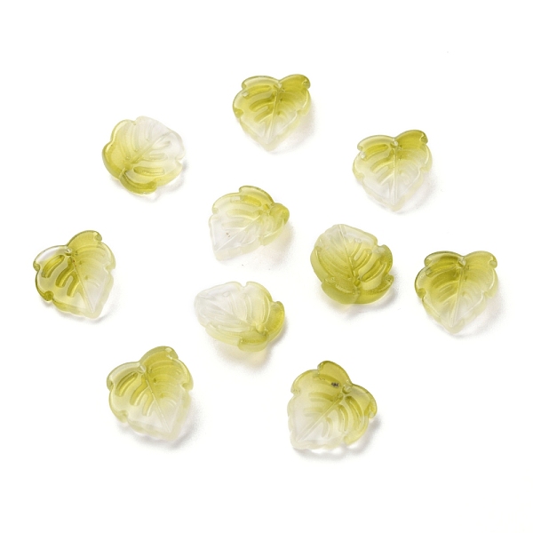 

PandaHall Transparent Glass Pendants, Strawberry Leaf, Olive, 15x14x4mm, Hole: 1mm Glass Leaf Green